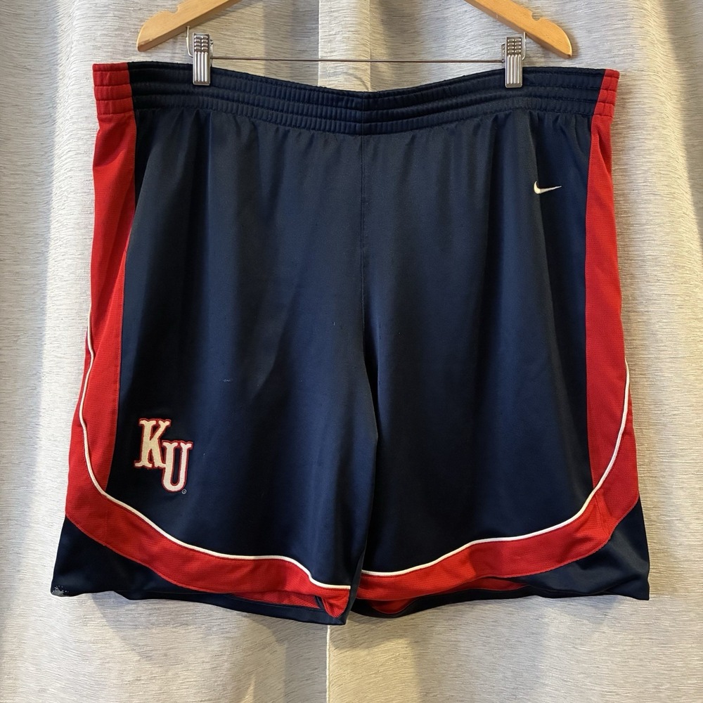 Vintage Kansas Jayhawks Team Nike Basketball Shorts KU University Shiny Dazzle L